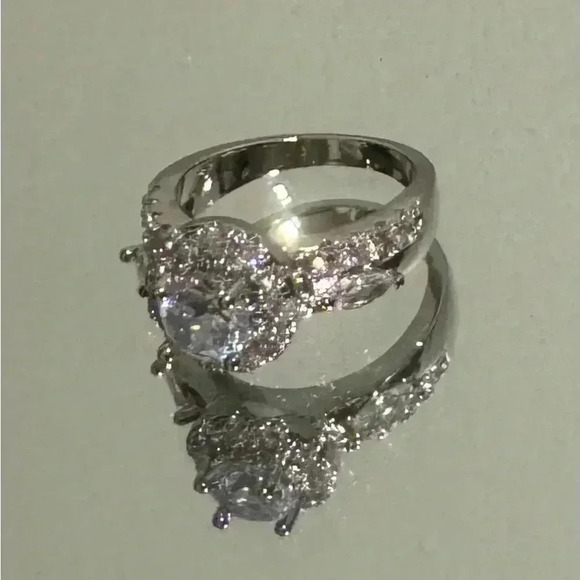 FREE 🆕 Piatella ring,1/2 carat cut, side accents, 14k white gold plated … - Picture 5 of 13